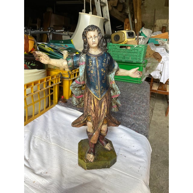 Gold Polychrome Statue, 18th Century For Sale - Image 8 of 8