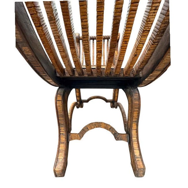 Vintage Egyptian-Style Rattan & Grasscloth Bench For Sale - Image 10 of 10
