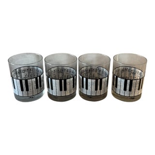 Vintage Shafford Piano & Music Notes Lowball Glasses - Set of 4 For Sale