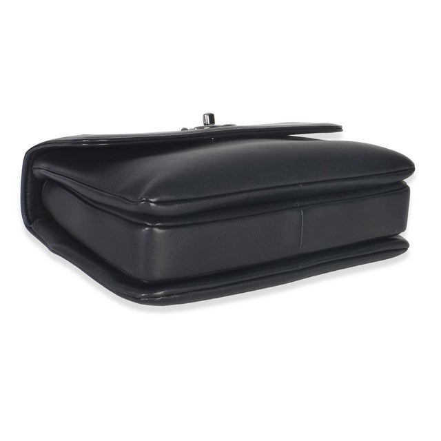 Black Black Calfskin Smooth Small Trendy CC Flap Bag For Sale - Image 8 of 9