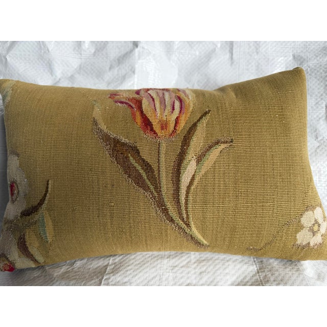 19th Century French Aubusson Tulip Decorative Pillow, Circa 1850 For Sale - Image 5 of 7