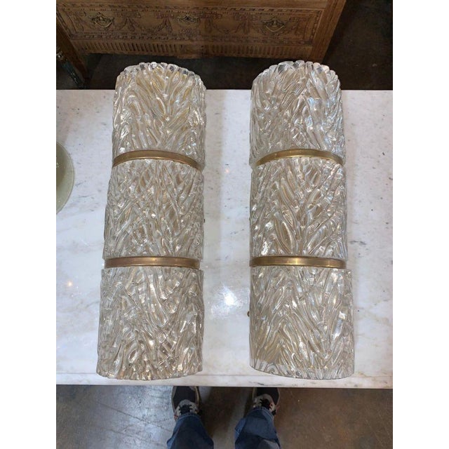 Metal Mid 20th Century Murano Glass Sconces - A Pair For Sale - Image 7 of 7