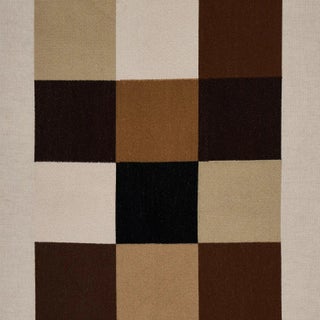 Sample - Schumacher X David Kaihoi Embroidered Tile Fabric in Strong Neutral For Sale