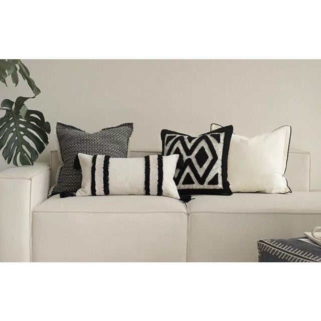 Textile Black and White Geometric Pillow -19 Inches For Sale - Image 7 of 7