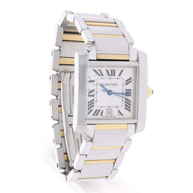 Art Deco Cartier Tank Francaise Large 28mm Two Tone Automatic Date Watch For Sale - Image 3 of 10