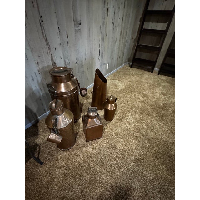 Vintage Copper Dairy Vessel Collection, 5-Piece Decorative Farmhouse Set For Sale In Portland, OR - Image 6 of 12