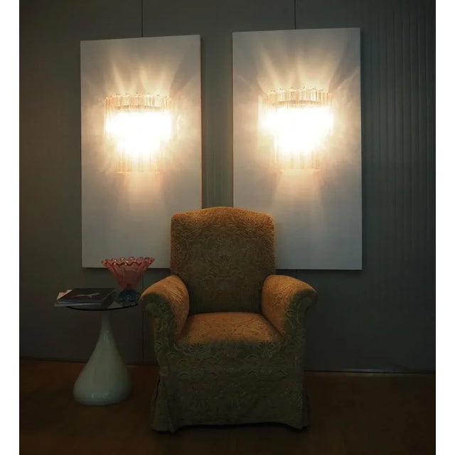 Murano Glass Tube Wall Sconces with Pink Glass Tubes, Set of 2 For Sale - Image 9 of 13