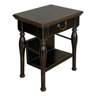Italian Black Walnut End Table With Drawer and Bookshelf For Sale