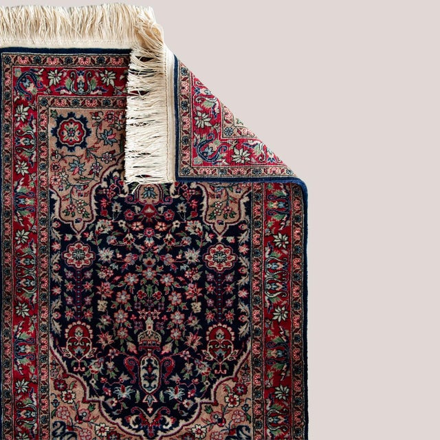 Vintage Floral Rug in Hand-Knotted Wool, 1980s For Sale - Image 3 of 9