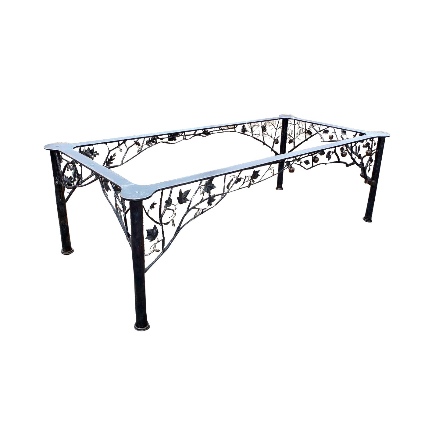 Four Seasons Sculptural Wrought Iron Dining Table By Dereck Glaser With Glass Top Chairish