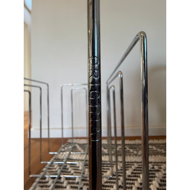Paper Collector Magazine Rack in Chrome-Plated Steel by Willi Glaeser for TMP, Switzerland, 1989 For Sale - Image 4 of 9