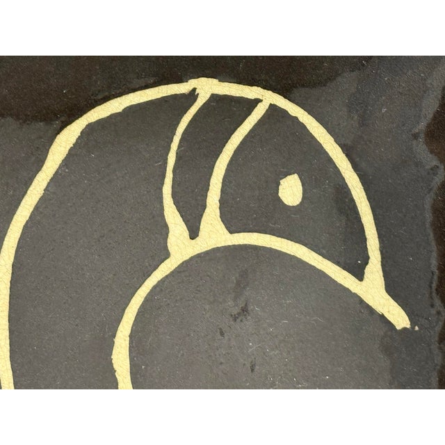 Black Hand Painted Ceramic Platters + Stands, Set of Three For Sale - Image 8 of 12
