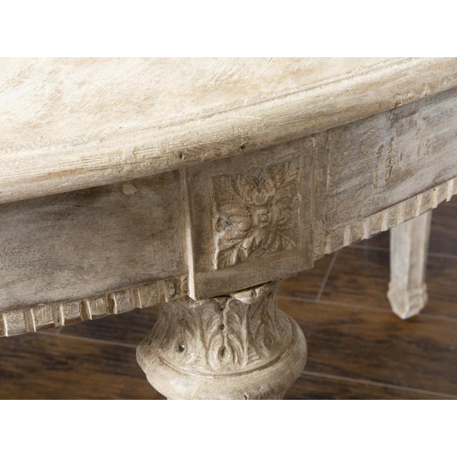 French Pair of French Neoclassical Style 1880s Demilune Tables with Carved Décor For Sale - Image 3 of 12
