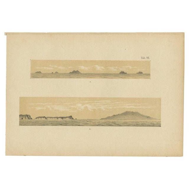 Antique Caribbean Island Group Panorama with Dutch West Indies Seascape, 1888 For Sale - Image 9 of 9
