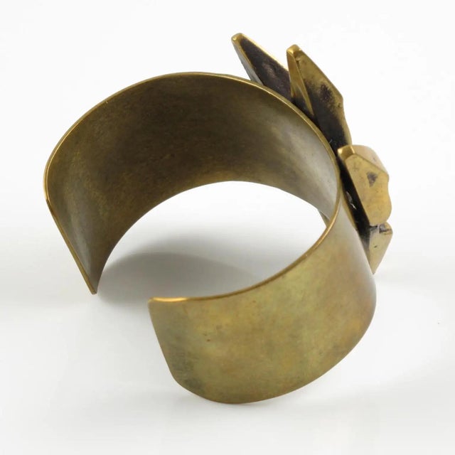 French Sculptor Henri Nogaret Mid-Century Brutalist Bronze Cuff Bracelet For Sale In Atlanta - Image 6 of 8