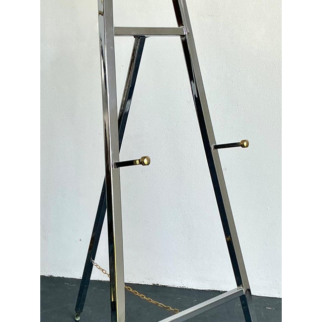 Metal Vintage Chrome and Brass Easel For Sale - Image 7 of 16