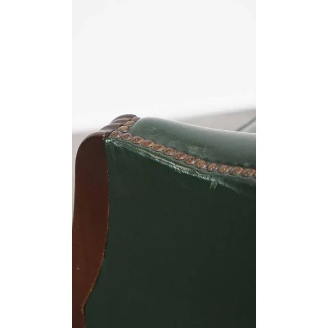 English Green Cowhide and Wooden Chair For Sale - Image 15 of 16