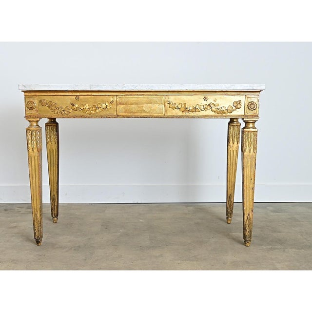Italian 18th Century Giltwood Console with Original Marble Top For Sale - Image 11 of 18
