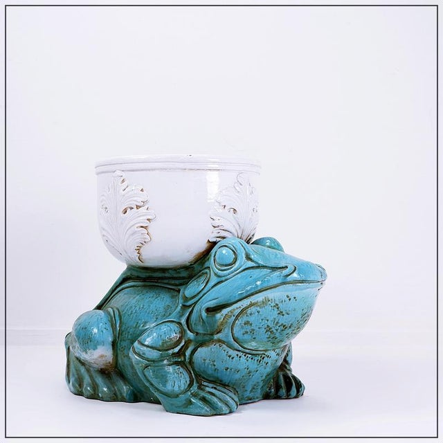 Mid-Century Large Ceramic Frog Planter For Sale - Image 11 of 11