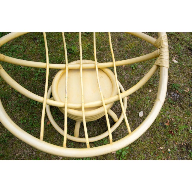 Mid-Century Modern Vintage Ficks Reed Circular Rattan Rocking Chair For Sale - Image 3 of 7