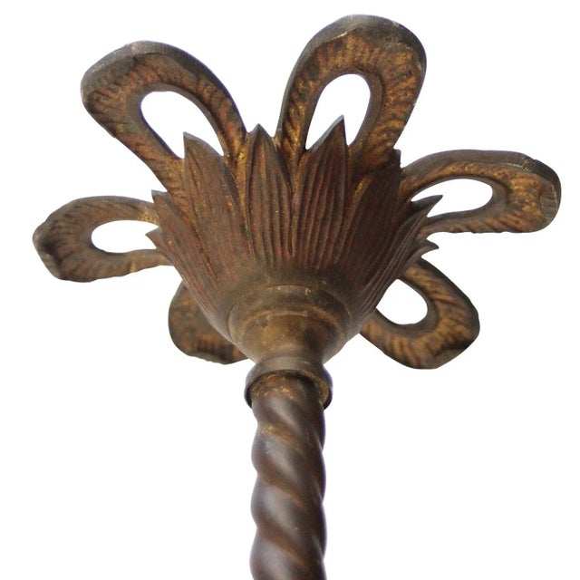 Gold Art Nouveau Brass and Satin Glasses Five Bulb Holder Chandelier For Sale - Image 8 of 9