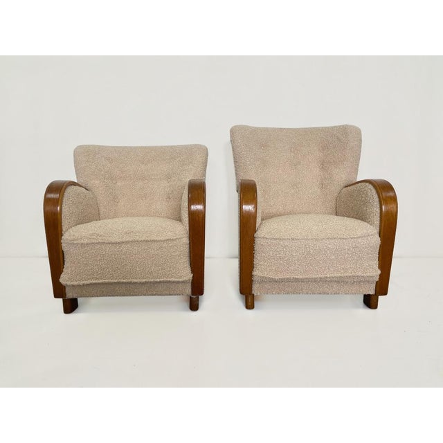 Danish Art Deco Style Lounge Chairs in Beige Bouclé, 1940s, Set of 2 For Sale - Image 13 of 13