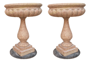 Holy Water Stoups in Pink Verona Marble, 1940s, Set of 2