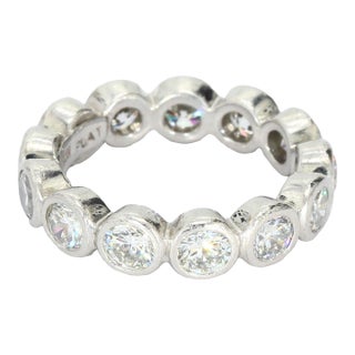 Platinum Band Ring With Brilliant Cut Diamonds Size 4.5 For Sale