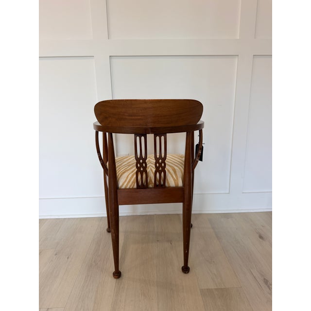 Mid 20th Century Vintage Cheraton Style Inlaid Mahogany Accent Chair with new designer upholstery For Sale - Image 5 of 6