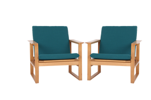 Set of Model 2256 Lounge Chairs in Oak and Fabric by Børge Mogensen for Fredericia