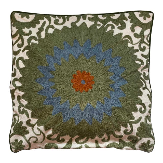 Large Embroidered Samarkand Pillow For Sale