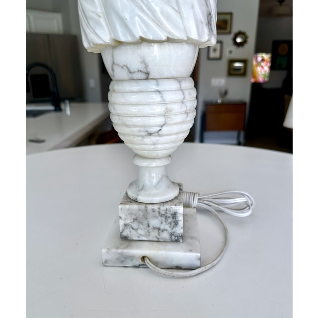 Single Italian Urn Neoclassic Alabaster Table Lamp For Sale - Image 10 of 15