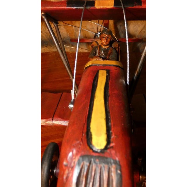 Hand-Painted Wooden Francesco Baracca SPAD S.XIII Model Plane, Italy, 1940s For Sale - Image 11 of 18