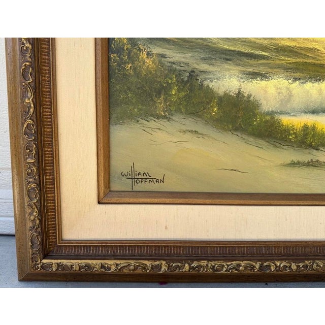 Listed Artist William Hoffman X Large Gold Gilt Framed Sunset Seascape 1970 For Sale - Image 17 of 18