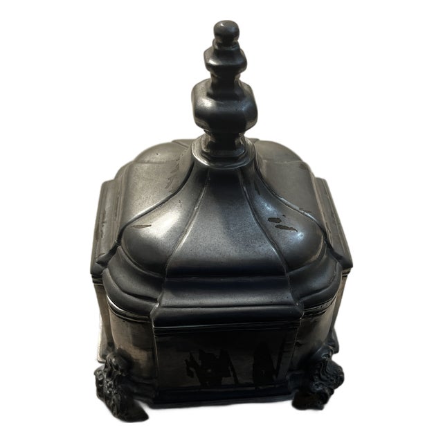 Mid 19th Century Portuguese Pewter Box With Finial For Sale