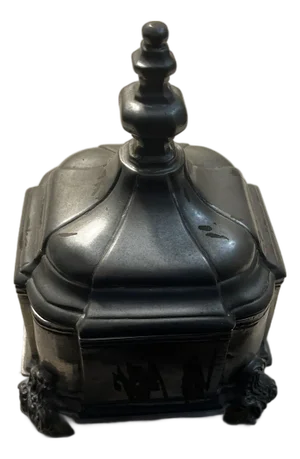 Mid 19th Century Portuguese Pewter Box With Finial