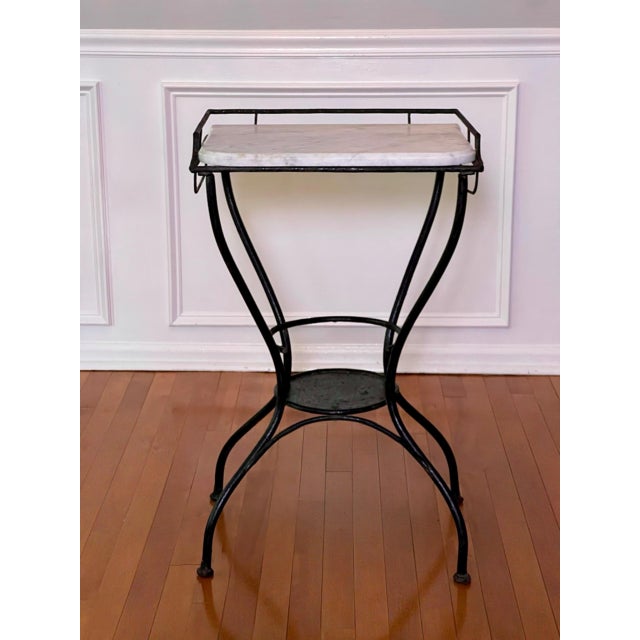 Art Deco Art Deco Iron and Marble Industrial Table for Kitchen, Bathroom, Patio, 1930s For Sale - Image 3 of 17