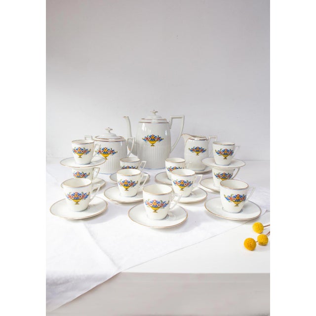 White Vintage French T.L.B. Limoges Porcelain Coffee Set, Set of 26 For Sale - Image 8 of 8