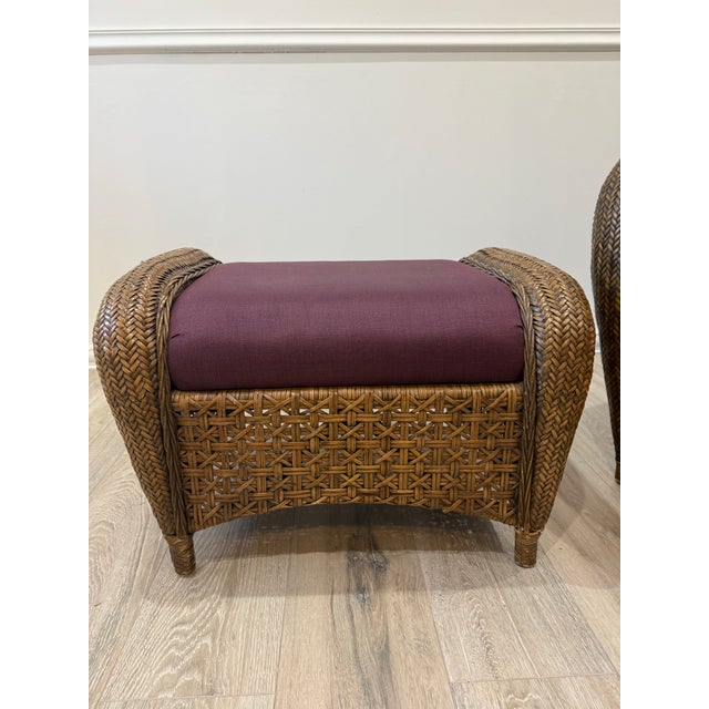 Large vintage wicker armchair with ottoman (brand tag is missing ).It is very comfortable and in very good condition. H 34...