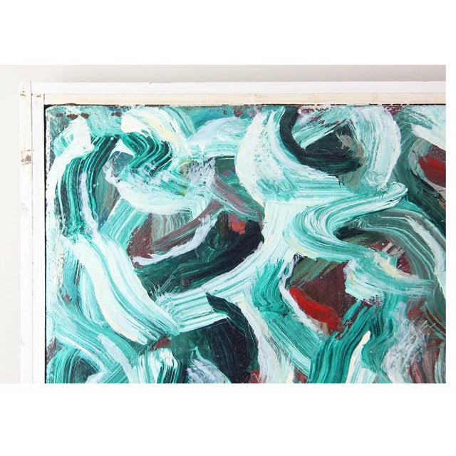 Midcentury modern abstract expressionist oil and acrylic painting, signed Jon Stark, the Woodstock, NY artist, and dated...