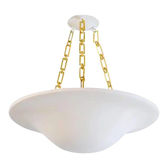 Bespoke Plaster Chandelier With Brass Chain For Sale