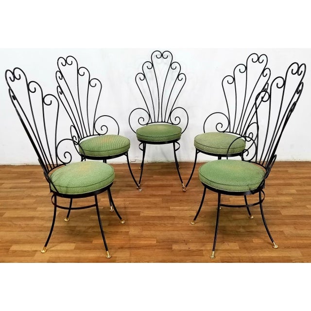 Mid Century Wrought Iron Peacock Chairs Set of 5 Chairish