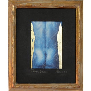 Paris Nude, 18kt Gold Leaf Framed Under Glass. For Sale