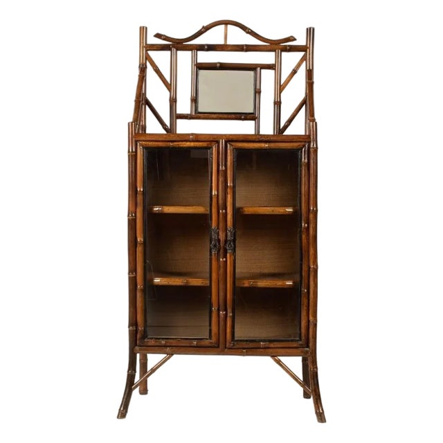 Antique English Faux Bamboo Etergere Bookcase For Sale