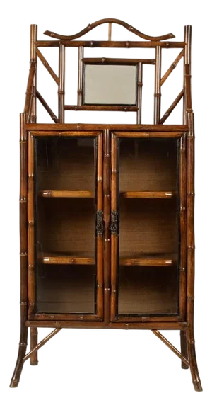 Antique English Faux Bamboo Etergere Bookcase