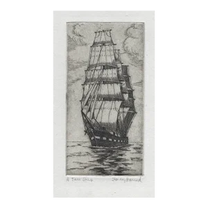 Stanley Harrod Tall Ship Etching