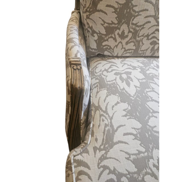 Ethan Allen Ethan Allen Versailles Bergere Lounge Chair Living Room Armchair Damask Print For Sale - Image 4 of 15