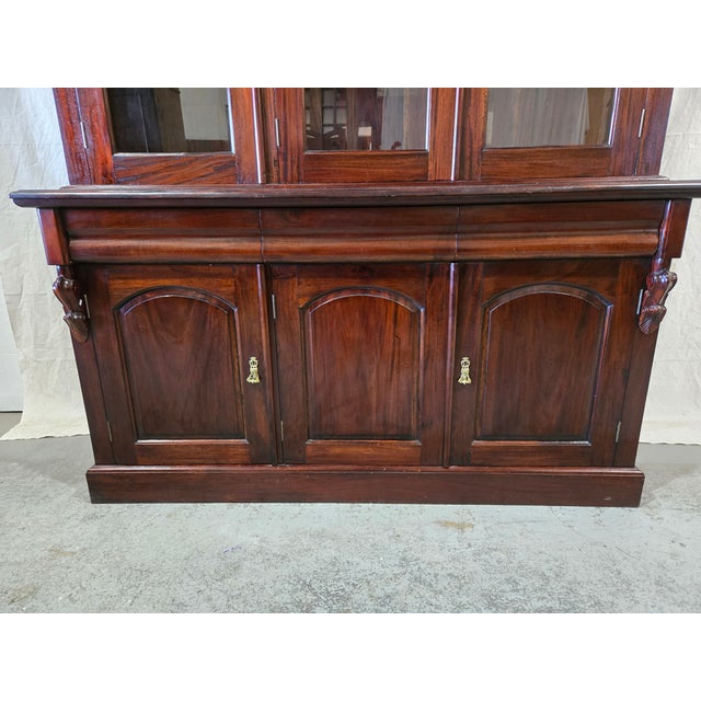 Victorian Monumental 19th-Century English Mahogany Breakfront Bookcase For Sale - Image 3 of 9