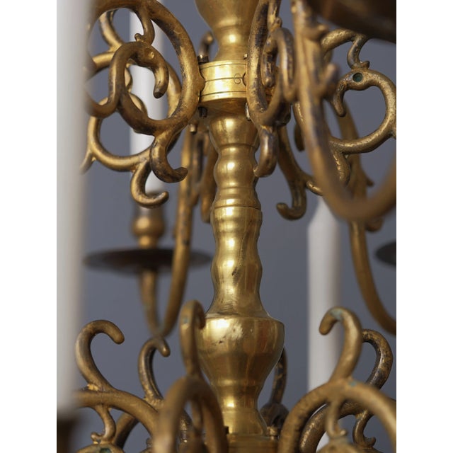 Metal 18th Century Dutch Brass Candle Chandelier For Sale - Image 7 of 12
