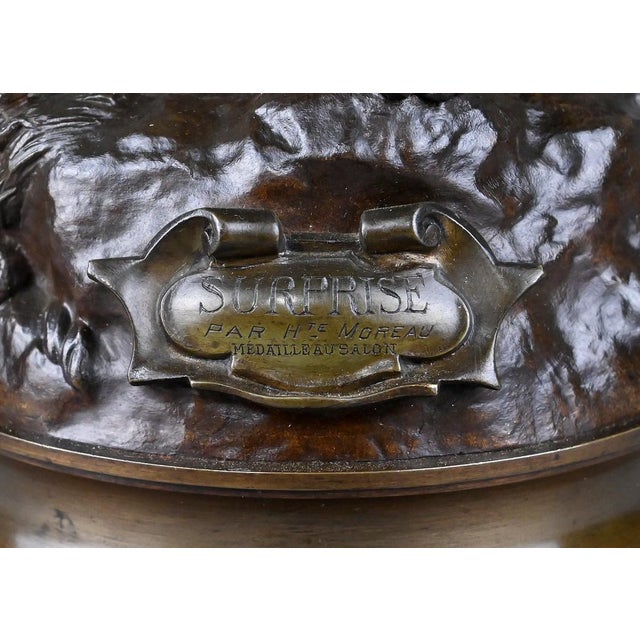 Hippolyte Moreau, Large Surprise Sculpture, Late 19th Century, Bronze For Sale - Image 11 of 18